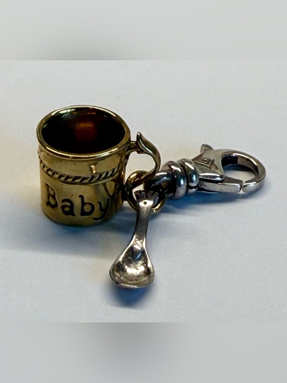 Silpada Sweet Baby Cup & Spoon Sterling Silver Brass Charm